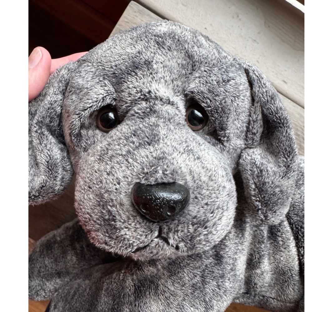 Russ Berrie Luv Pets Grey Brindle Puppy Lab Dog Plush Stuffed Animal 75916